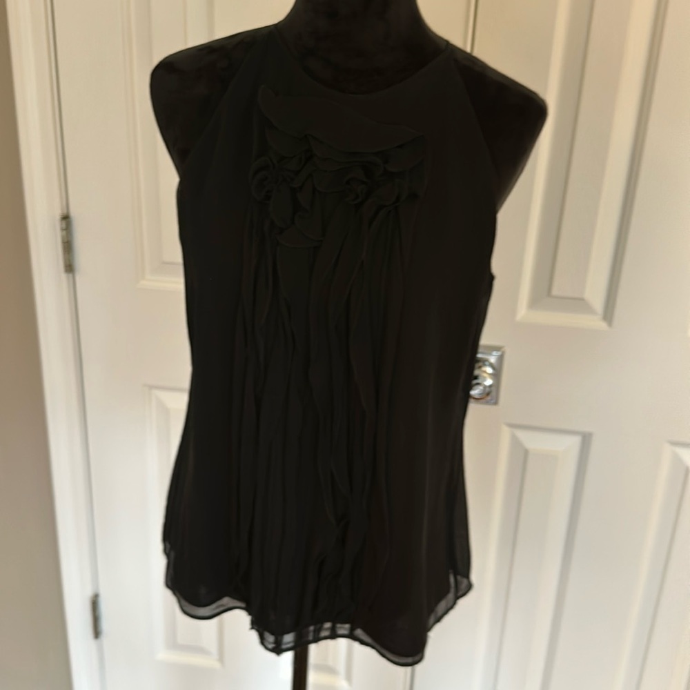Black silk ruffled camisole size medium